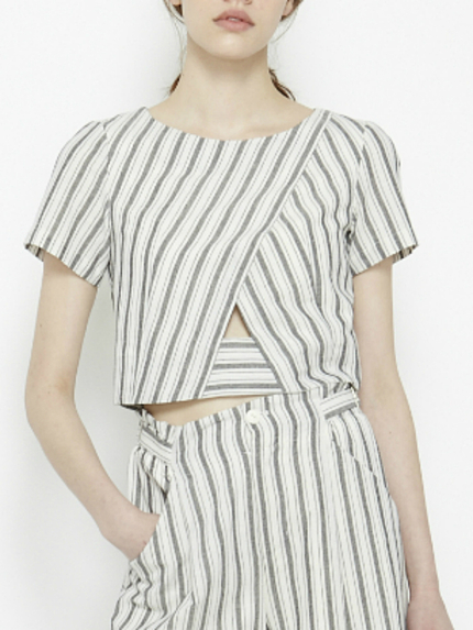 セットアップストライプクロップドブラウス【2015夏新作】