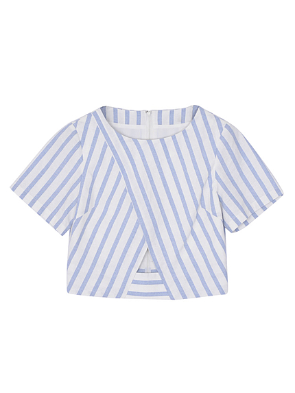 セットアップストライプクロップドブラウス【2015夏新作】