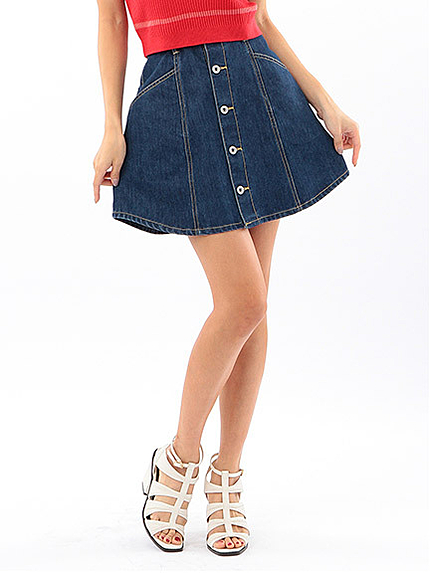 フロント釦デニムスカート