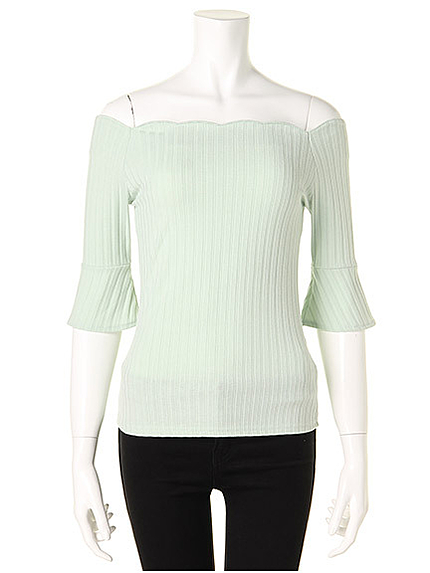 スカラップベルスリーブ トップス