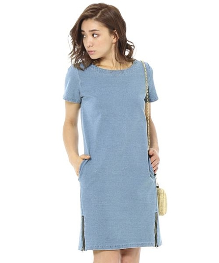 スソジップカットデニムワンピース