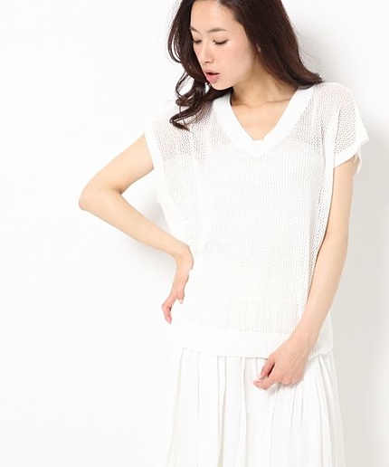 メッシュフカＶネック