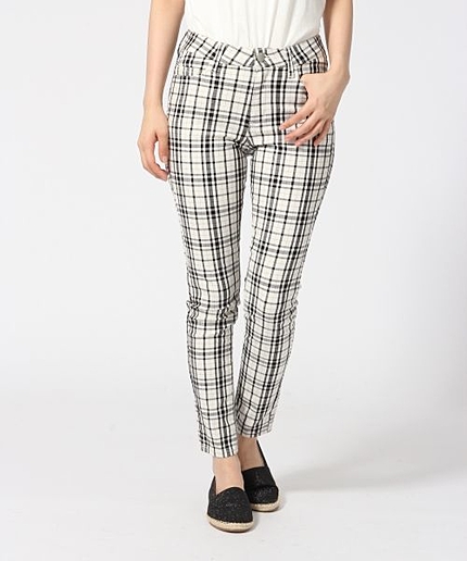 チェックスキニーパンツ