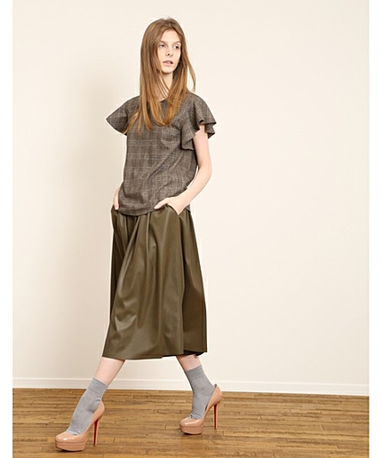 ＜SACRA（サクラ）＞グレンチェック　袖フレア　ブラウス†