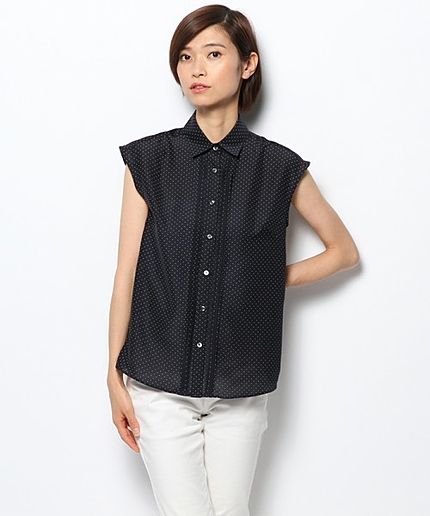 シルキーローンドットフレンチブラウス