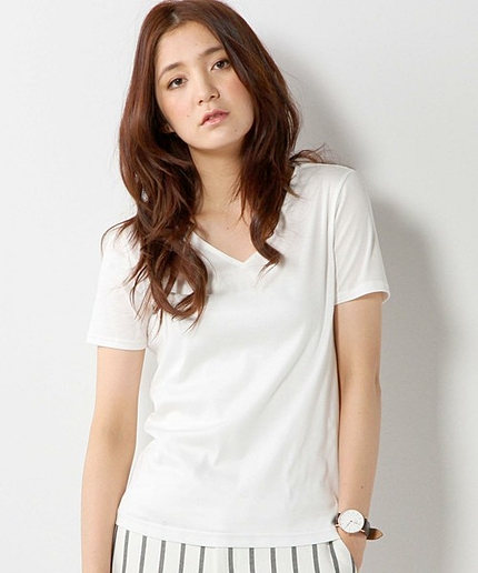 UAB GIZA/C Vネック カットソー