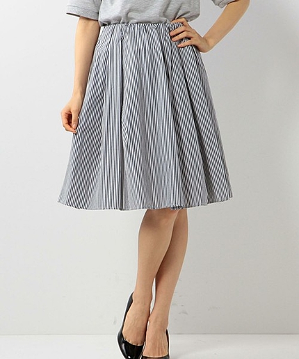 <closet story> ローン ストライプ ギャザースカート