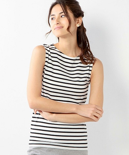 JC C ボーダー ノースリーブ T