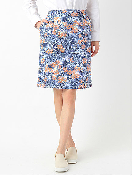 ・Nボタニカル柄タイトスカート