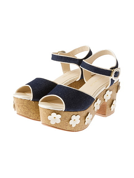 【Special Price】＜WEB限定大きな・小さなサイズ＞デニムフラワープラットフォームサンダル