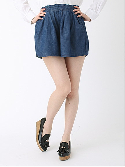 ウエストギャザータックショートパンツ