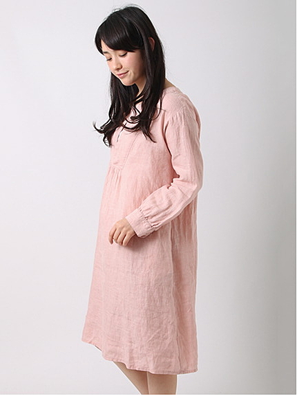 フレンチリネン無地ワンピース 1101717-12-11-11