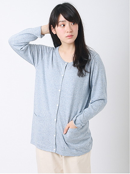 綿麻TOPチュニックカーディガン 1602417-12-11-12