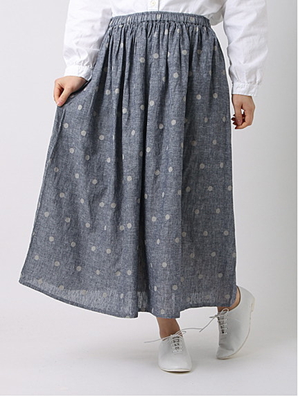 綿麻シャンブレードットスカート 1501320-21-11-12