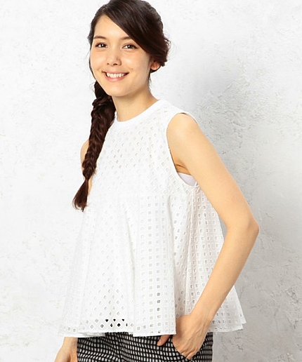 BOOK SHOP Cレース ペプラムN/S プルオーバー ブラウス