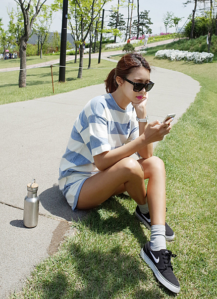 ボーダーTシャツ&ショートパンツセットアップ・全3色・b44627