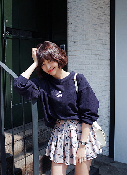 トライアングルプリントスウェットトップス・全3色・t44620