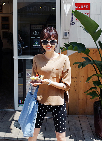 バストポケットニットトップス・全4色・b44637