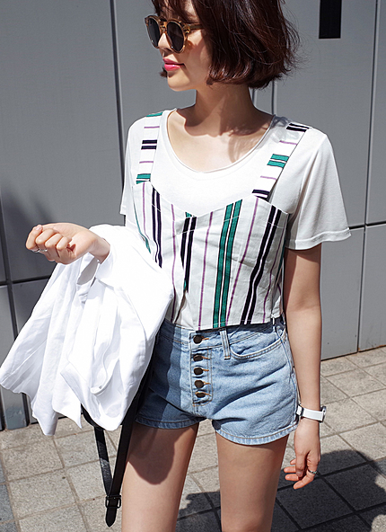 ●●雑誌mina9月号/CHOKi CHOKi GiRLS8月号掲載●●サイドファスナーストライプビスチェ・全2色・t44648