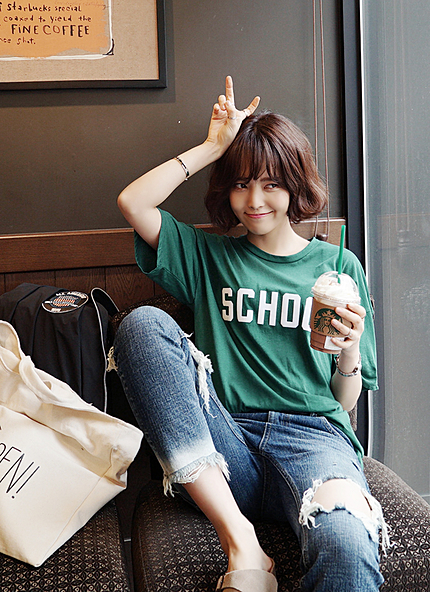 SCHOOLロゴ半袖Tシャツ・全4色・r44519