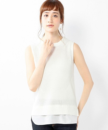 JC アゼ スソフハク B/N N/S PO / ボートネック / ノースリーブ / プルオーバー