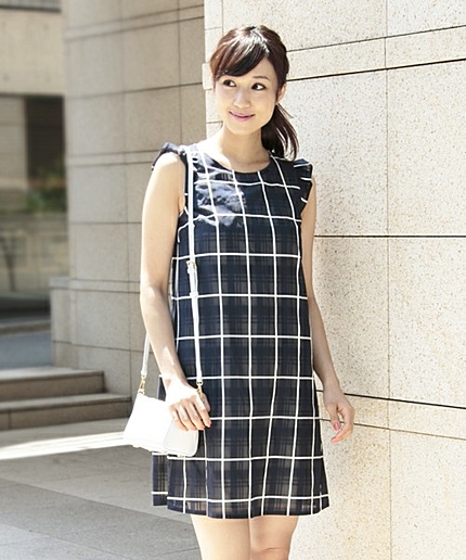 JOCLR CHK ソデFRL OP / チェック / フリル / ワンピース