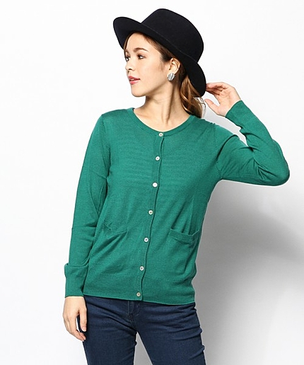 １２G平編み度詰めカーデ