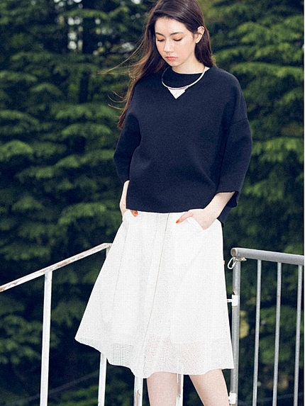 MESH LEATHER MIDI スカート