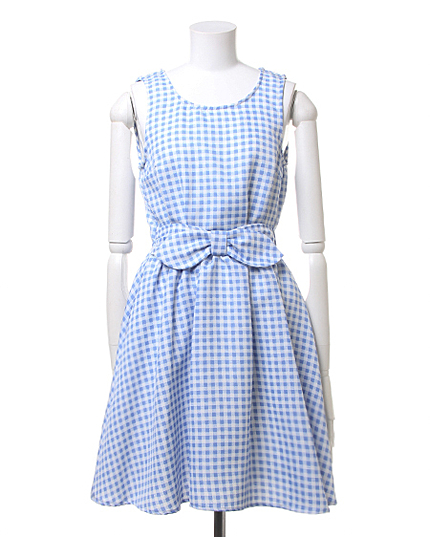 【ネット限定／姉丈】ウエストリボンギンガムチェック／ワンピース