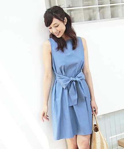 JOC C/PE TWL RBN N/SL OP / リボン / ノースリーブ / ワンピース