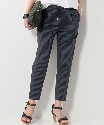 UAW C/N ストライプ テーパード パンツ◇