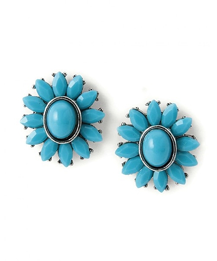 BYMCN フラワー ターコイズカラー ピアス