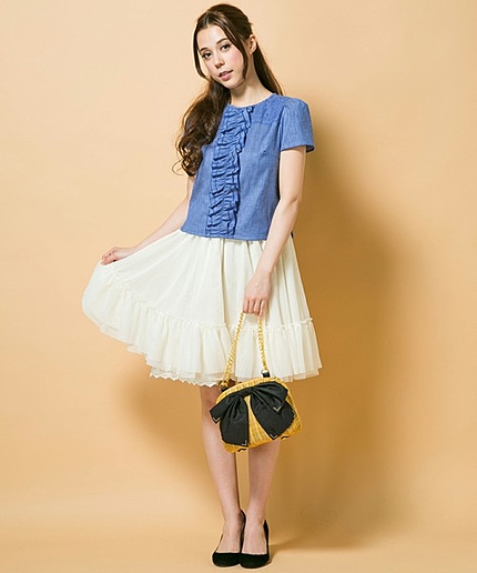 コットンリネンシャンブレーブラウス