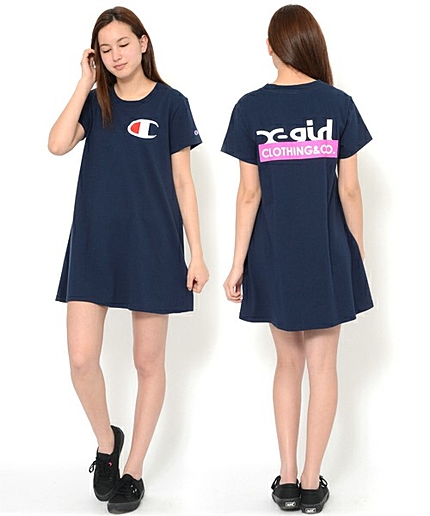 X-girl × CHAMPION EMBROIDERY S/S DRESS