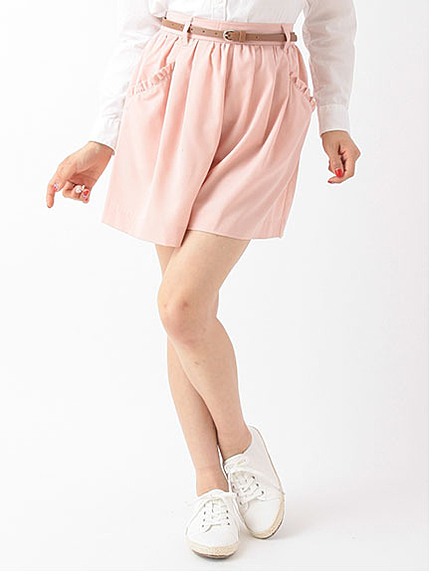 【Special Price】ベルト付きタックギャザーキュロットパンツ