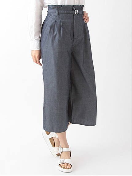 ・共ベルト付ワイドタックパンツ