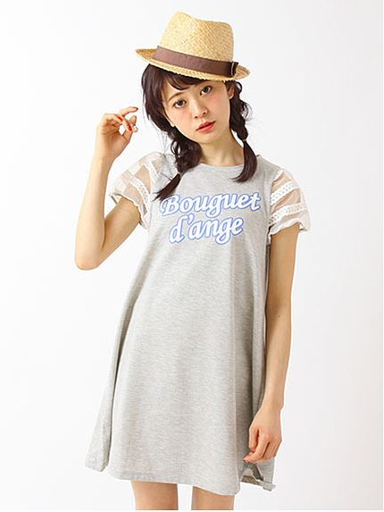 【Special Price】オーガンジーレース袖ロゴワンピース