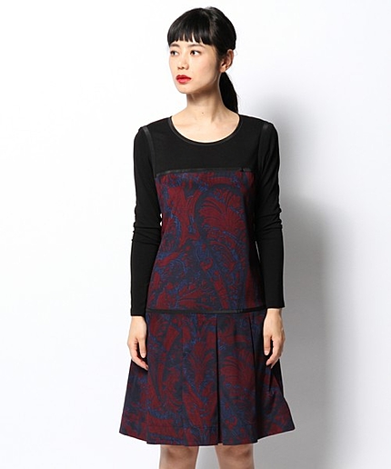 レックスペーズリープリントストレッチクレープデシンワンピース