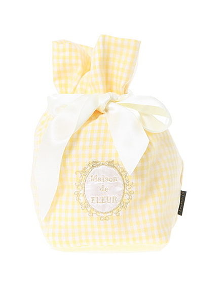 ギンガムチェックビックリボンポーチ