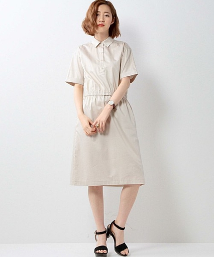 UAW CTN ギャザー シャツワンピース♯