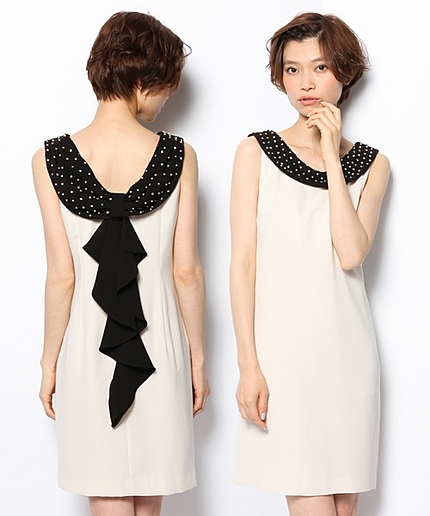 ビジューバックフリルワンピース