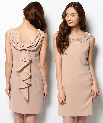 ビジューバックフリルワンピース