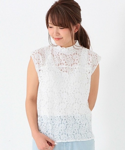 ハイネックレースプルオーバー/AEFC 　H/N LACE FS PO