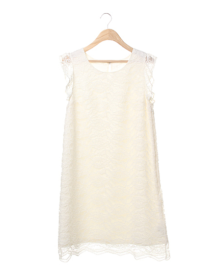 袖フリルAラインレース/ワンピース