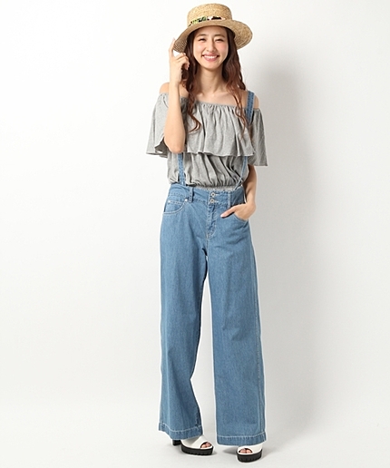 【プライスダウン】デニムルーズパンツ※サスペンダーツキ