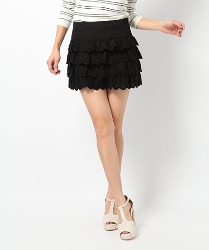 【プライスダウン】コットンレーススカートキュロット