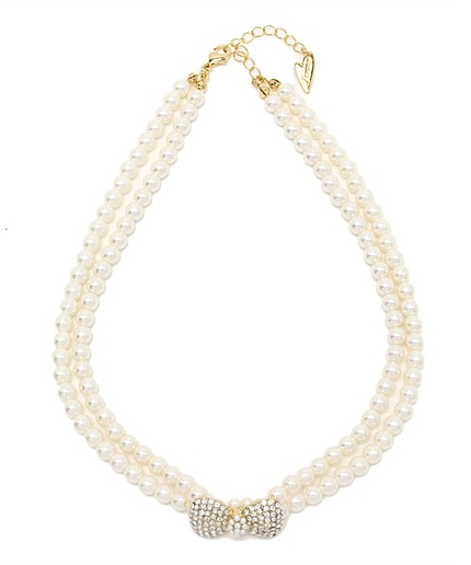 ダブルパールリボンネックレス