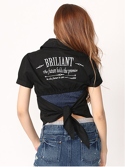 バックタイアップ半袖シャツ