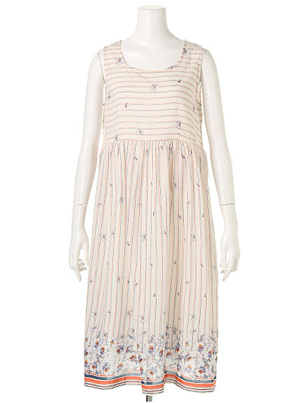 ボーダーストライプコットンワンピース