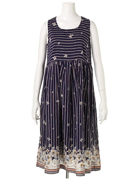 ボーダーストライプコットンワンピース